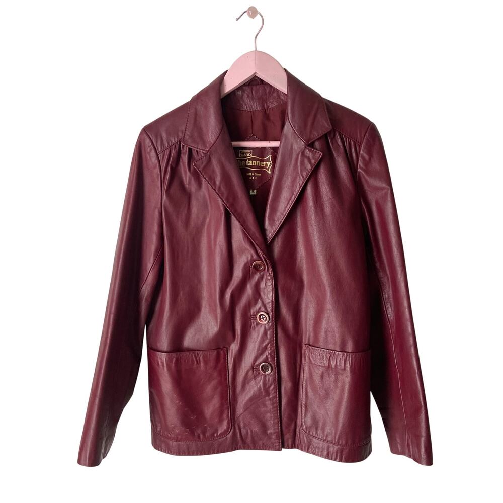 The Tannery Vintage 70s/80s Oxblood Burgundy Leather Jacket
